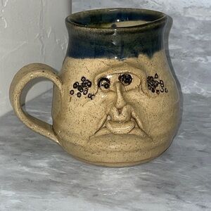 Vintage ugly face stoneware mug